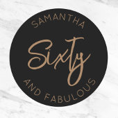 60e verjaardag Zestig en fantastisch Modern Zwart  Ronde Sticker