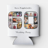 60e verjaardag Zestig foto collage wit Blikjeskoeler (Achterkant)