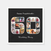 60e verjaardag Zestig fotocollage zwart wit Servet (Voorkant)