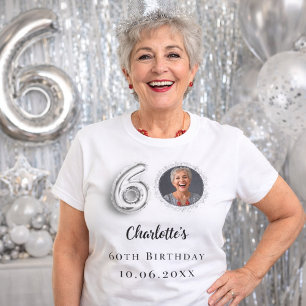 60e verjaardag zilveren foto t-shirt