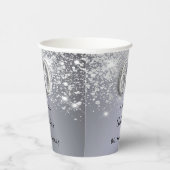 60e verjaardag zilverglitterstofmonogram papieren bekers (Rechts)