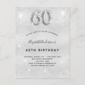 60e verjaardag zilversparken glamoureus elegant uitnodiging briefkaart (Voorkant)