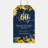 60e verjaardag Zonnebloem Rustiek Cadeaulabel (Achterkant)