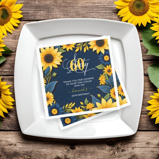 60e verjaardag Zonnebloem Rustiek Servet