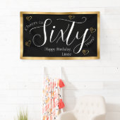 60e verjaardag zwart en goud spandoek (Insitu)