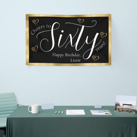 60e verjaardag zwart en goud spandoek (Beurs)