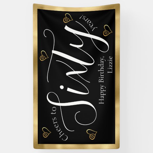 60e verjaardag zwart en goud spandoek (Verticaal)