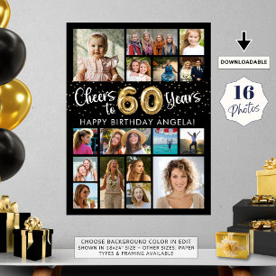 60e verjaardag zwart goud 16 foto's juichen voor j poster