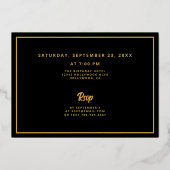 60e verjaardag zwart goud elegante foto folie uitnodiging (Achterkant)