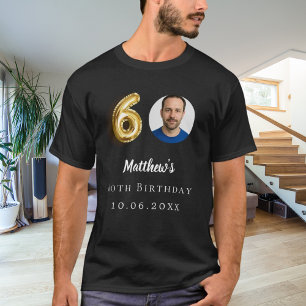 60e verjaardag zwart goud foto t-shirt