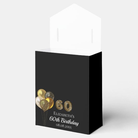 60e verjaardag zwart goud glitter leopard bedankt bedankdoosjes (Geopend)