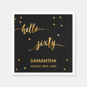 60e verjaardag zwart goud hallo 60 naamscript servet (Voorkant)