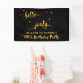 60e verjaardag zwart goud hallo 60 naamscript spandoek (Insitu)