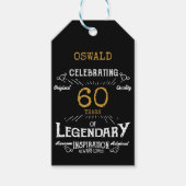 60e Verjaardag Zwart Goud Legendary Cadeaulabel (Voorkant)
