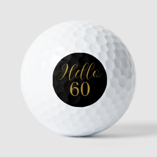 60e verjaardag Zwart Goud Verjaardag Golfballen (Voorkant)