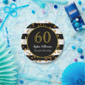 60e verjaardag | Zwart wit en goudglitter Papieren Bordje (Feest)