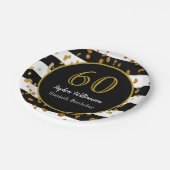 60e verjaardag | Zwart wit en goudglitter Papieren Bordje (Gekanteld)