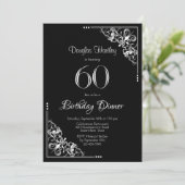 60e verjaardag zwart-wit kaart (Staand voorkant)