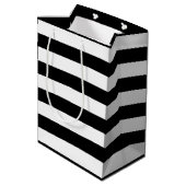 60e verjaardag zwart-witte strepen medium cadeau medium cadeauzakje (Achterkant Gekanteld)
