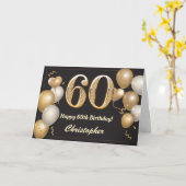60e verjaardag Zwarte en gouden ballonnen op zater Kaart (Gele Bloem)