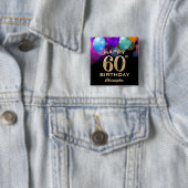 60e verjaardag Zwarte en gouden ballonnen Vierkante Button 5,1 Cm (In situ)