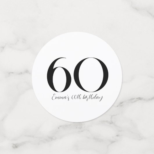 60e verjaardag zwarte en witte Confetti (Kleine voorkant)