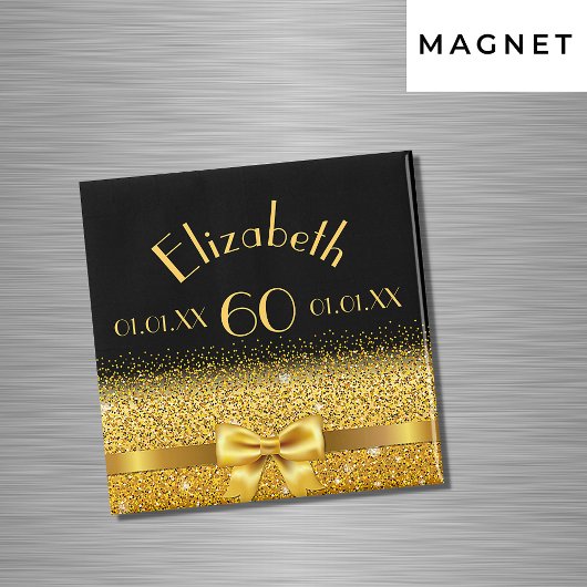 60e verjaardag zwarte goudbruine monogram magneet