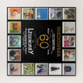 60e verjaardag zwarte goudfoto Collage Legpuzzel (Horizontaal)