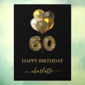 60e verjaardag zwarte goudluipaard naamscript raamsticker (Vel 3)