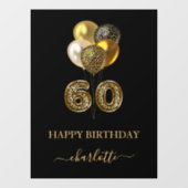 60e verjaardag zwarte goudluipaard naamscript raamsticker (Vel)