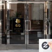 60e verjaardag zwarte goudluipaard naamscript raamsticker (Kantoordeur)