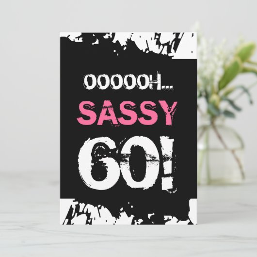60e verjaardag zwarte witte roze Zebra SASSY SIXTY Kaart (Staand voorkant)