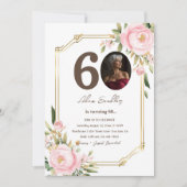 60e verjaardagsfeest en florale uitnodigingen (Voorkant)