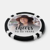 60e Verjaardagsfeest Foto Black Script Cheers Poker Chips (Enkel)