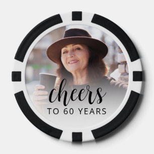 60e Verjaardagsfeest Foto Zwart Schrift Proost Poker Chips