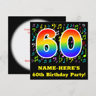 60e verjaardagsfeest: leuke muzieksymbolen, regenb kaart