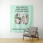 60e verjaardagsfeest muntfoto collage achtergrond wandkleed (In situ)