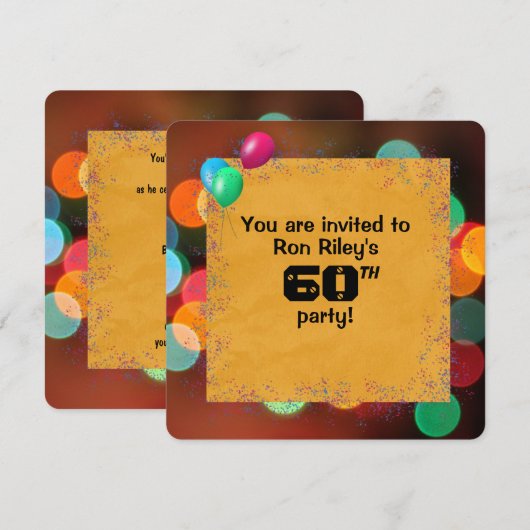 60e verjaardagsfeestje Bash Kaart (Voorkant / Achterkant)