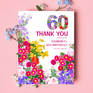 60e verjaardagsfeestje Bloemenflat dank u kaart
