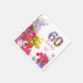 60e verjaardagsfeestje Bloemnaam en datum servette Servet (Hoek)