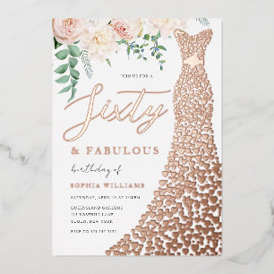 60e verjaardagsfeestje echt Roos goudfolie uitnodi Folie Uitnodiging