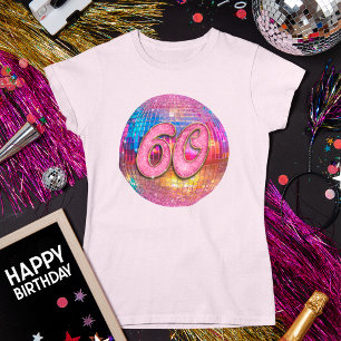 60e verjaardagsfeestje Gouden Roze Glitter Disco B T-shirt