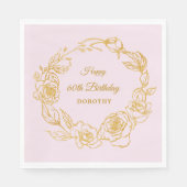 60e verjaardagsfeestje Luxe Goud Roos Roze Cocktai Servet (Voorkant)