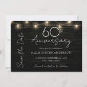 60e verjaardagsfeestje Rustieke houtlichten Save The Date (Voorkant)