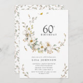 60e verjaardagsfeestje rustieke Waterverf Wildflow Kaart (Voorkant / Achterkant)