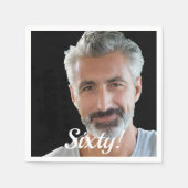 60e verjaardagsfoto, foto jongens script servet (Voorkant)