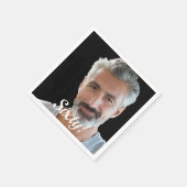 60e verjaardagsfoto, foto jongens script servet (Hoek)