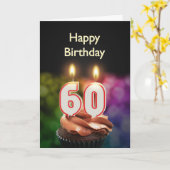 60e verjaardagskaart met kaarsen kaart (Gele Bloem)