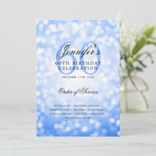 60e Verjaardagsprogramma Navy Blue Bokeh w / Menu Kaart