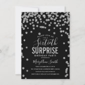 60e Verrassing Verjaardag Zilver Zwart Kaart (Voorkant)